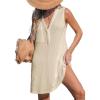 imageCUPSHE Women Swimsuit Cover Up Sleeveless Waffle Knit Summer Mini Beach Coverup DressApricot