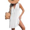 imageCUPSHE Women Swimsuit Cover Up Sleeveless Waffle Knit Summer Mini Beach Coverup DressWhite