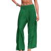 imageCUPSHE Women Swimsuit Cover Ups Pants High Waist Smokced Wide Leg Beach Vacation OutfitsEmerald Green
