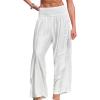 imageCUPSHE Women Swimsuit Cover Ups Pants High Waist Smokced Wide Leg Beach Vacation OutfitsWhite