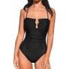 imageCUPSHE Womens One Piece Bathing Suit Ruched Swimsuit Square Neck Crisscross Back Self Tie W WireBlack