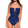 imageCUPSHE Womens One Piece Bathing Suit Ruched Swimsuit Square Neck Crisscross Back Self Tie W WireRoyal Blue