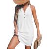imageCUPSHE Womens Swimsuit Coverup Sleeveless Hollow Out Swimwear Cover Ups Eyelet Beach Tank DressWhite