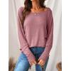 imageCUPSHE Women Long Sleeve Off The Shoulder Knitted Tops Casual Loose Fit Solid BlousesPink
