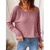 imageCUPSHE Women Long Sleeve Off The Shoulder Knitted Tops Casual Loose Fit Solid BlousesPink