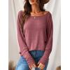 imageCUPSHE Women Long Sleeve Off The Shoulder Knitted Tops Casual Loose Fit Solid BlousesRose Red