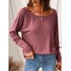 imageCUPSHE Women Long Sleeve Off The Shoulder Knitted Tops Casual Loose Fit Solid BlousesRose Red