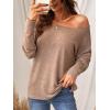 imageCUPSHE Women Long Sleeve Off The Shoulder Knitted Tops Casual Loose Fit Solid BlousesTaupe