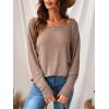 imageCUPSHE Women Long Sleeve Off The Shoulder Knitted Tops Casual Loose Fit Solid BlousesTaupe