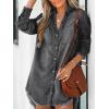 imageCUPSHE Womens Denim Shirt Dress Long Sleeve Button Down Casual Loose Jean Dresses with PocketsBlack