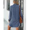 imageCUPSHE Womens Denim Shirt Dress Long Sleeve Button Down Casual Loose Jean Dresses with PocketsDark Blue
