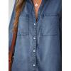 imageCUPSHE Womens Denim Shirt Dress Long Sleeve Button Down Casual Loose Jean Dresses with PocketsDark Blue