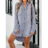 imageCUPSHE Womens Denim Shirt Dress Long Sleeve Button Down Casual Loose Jean Dresses with PocketsLight Blue