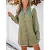 imageCUPSHE Womens Denim Shirt Dress Long Sleeve Button Down Casual Loose Jean Dresses with PocketsOlive