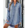 imageCUPSHE Womens Denim Shirt Dress Long Sleeve Button Down Casual Loose Jean Dresses with PocketsSky Blue