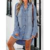 imageCUPSHE Womens Denim Shirt Dress Long Sleeve Button Down Casual Loose Jean Dresses with PocketsSky Blue