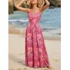 imageCUPSHE Womens Maxi Dress Floral Print Twisted V Neck Sleeveless Long Dress Summer Casual DressCranberry Pink