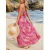 imageCUPSHE Womens Maxi Dress Floral Print Twisted V Neck Sleeveless Long Dress Summer Casual DressCranberry Pink