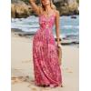 imageCUPSHE Womens Maxi Dress Floral Print Twisted V Neck Sleeveless Long Dress Summer Casual DressCranberry Pink