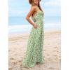 imageCUPSHE Womens Maxi Dress Floral Print Twisted V Neck Sleeveless Long Dress Summer Casual DressGrass Green