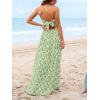 imageCUPSHE Womens Maxi Dress Floral Print Twisted V Neck Sleeveless Long Dress Summer Casual DressGrass Green