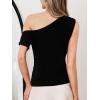 imageCUPSHE Womens Summer Tops Off Shoulder Asymmetrical T Shirts Tank Top Fashion Workout Gym Beach Vacation Outfits 2025Black