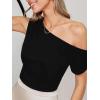 imageCUPSHE Womens Summer Tops Off Shoulder Asymmetrical T Shirts Tank Top Fashion Workout Gym Beach Vacation Outfits 2025Black