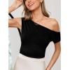 imageCUPSHE Womens Summer Tops Off Shoulder Asymmetrical T Shirts Tank Top Fashion Workout Gym Beach Vacation Outfits 2025Black