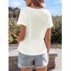 imageCUPSHE Womens Top V Neck Short Sleeves Bottons Blouse Casual LooseWhite