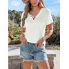 imageCUPSHE Womens Top V Neck Short Sleeves Bottons Blouse Casual LooseWhite