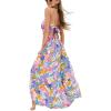 imageCUPSHE Womens Maxi Dress Floral Print Twisted V Neck Sleeveless Long Dress Summer Casual DressPurple Tropical