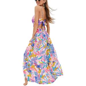 imageCUPSHE Womens Maxi Dress Floral Print Twisted V Neck Sleeveless Long Dress Summer Casual DressPurple Tropical
