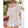 imageCUPSHE Womens Summer Tops Off Shoulder Waffle Short Sleeve Casual Work Dressy Blouse ShirtBrown