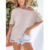 imageCUPSHE Womens Summer Tops Off Shoulder Waffle Short Sleeve Casual Work Dressy Blouse ShirtBrown
