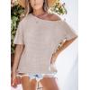 imageCUPSHE Womens Summer Tops Off Shoulder Waffle Short Sleeve Casual Work Dressy Blouse ShirtBrown