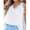 imageCUPSHE Womens Top Floral V Neck Sleeveless Lace Trim Blouse Casual LooseWhite
