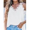 imageCUPSHE Womens Top Floral V Neck Sleeveless Lace Trim Blouse Casual LooseWhite