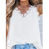 imageCUPSHE Womens Top Floral V Neck Sleeveless Lace Trim Blouse Casual LooseWhite