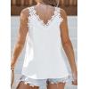 imageCUPSHE Womens Top Floral V Neck Sleeveless Lace Trim Blouse Casual LooseWhite