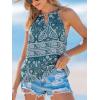 imageCUPSHE Womens Top Halter Tank Top Boho Paisley Flora Sleeveless Relaxed Blouse Casual LooseTeal