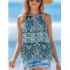 imageCUPSHE Womens Top Halter Tank Top Boho Paisley Flora Sleeveless Relaxed Blouse Casual LooseTeal