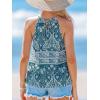 imageCUPSHE Womens Top Halter Tank Top Boho Paisley Flora Sleeveless Relaxed Blouse Casual LooseTeal