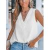 imageCUPSHE Womens Top Paneled V Neck Sleeveless Relaxed Blouse Casual LooseWhite