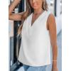 imageCUPSHE Womens Top Paneled V Neck Sleeveless Relaxed Blouse Casual LooseWhite