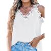 imageCUPSHE Womens Top Floral V Neck Sleeveless Lace Trim Blouse Casual LooseWhite