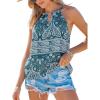 imageCUPSHE Womens Top Halter Tank Top Boho Paisley Flora Sleeveless Relaxed Blouse Casual LooseTeal