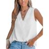imageCUPSHE Womens Top Paneled V Neck Sleeveless Relaxed Blouse Casual LooseWhite