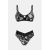 imageCUPSHE Bikini Set for Women Two Piece Swimsuits Cut Out High Waisted Scoop Neck V Cut BottomBlackWhite Floral