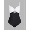 imageCUPSHE One Piece Swimsuit for Women Bathing Suits Twist Front Cutout Adjustable Straps Ruched SwimwearBlackWhite