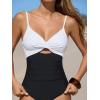 imageCUPSHE One Piece Swimsuit for Women Bathing Suits Twist Front Cutout Adjustable Straps Ruched SwimwearBlackWhite